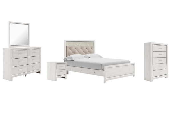 ASHLEY FURNITURE PKG009422 Queen Panel Bed With Mirrored Dresser, Chest and Nightstand