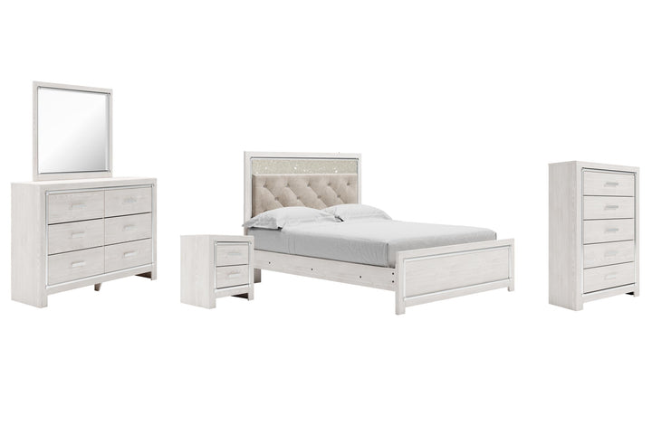 ASHLEY FURNITURE PKG009422 Queen Panel Bed With Mirrored Dresser, Chest and Nightstand