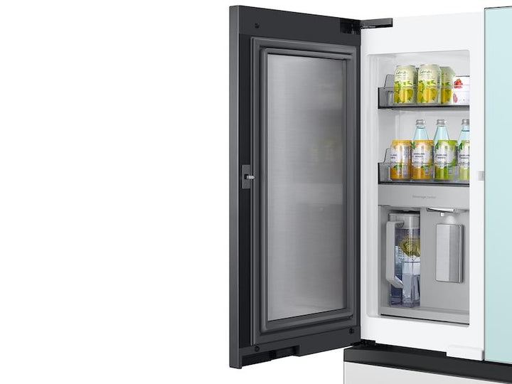 SAMSUNG RF29BB86004MAA Bespoke 4-Door French Door Refrigerator 29 cu. ft. with Beverage Center TM in Morning Blue Glass Top Panels and White Glass Middle and Bottom Panels