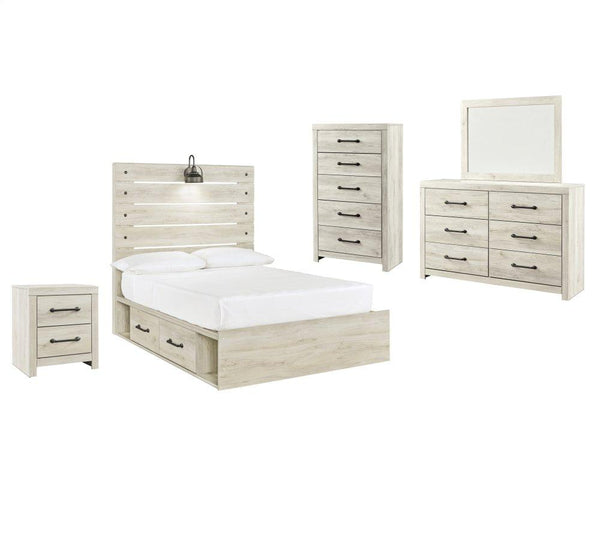 ASHLEY FURNITURE PKG002991 Full Panel Bed With 2 Storage Drawers With Mirrored Dresser, Chest and Nightstand