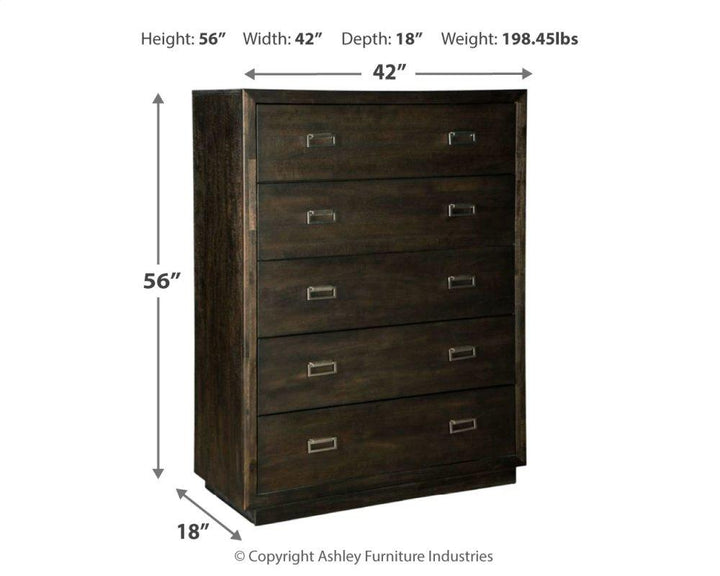 ASHLEY FURNITURE PKG006536 Queen Upholstered Panel Bed With Storage With Mirrored Dresser and Chest