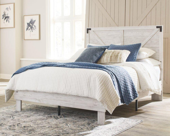 ASHLEY FURNITURE EB4121B1 Shawburn Queen Crossbuck Panel Platform Bed