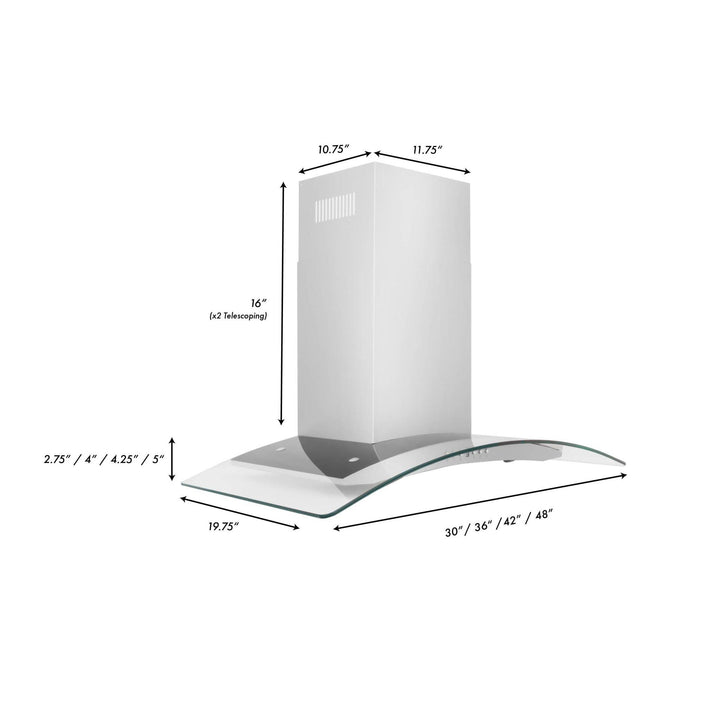 ZLINE KITCHEN AND BATH KN430 ZLINE Convertible Vent Wall Mount Range Hood in Stainless Steel & Glass Size: 30 Inch