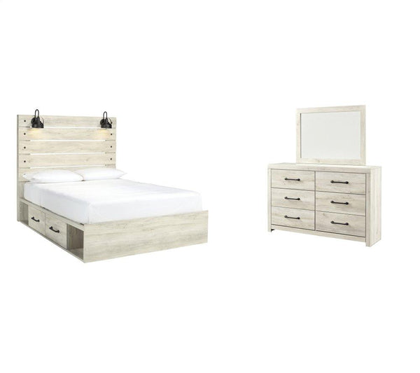 ASHLEY FURNITURE PKG002994 Queen Panel Bed With 2 Storage Drawers With Mirrored Dresser