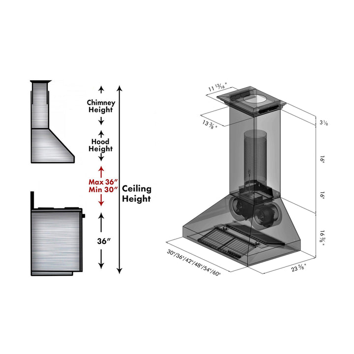 ZLINE KITCHEN AND BATH 667CRN30 ZLINE Professional Convertible Vent Wall Mount Range Hood in Stainless Steel with Crown Molding Size: 30 Inch