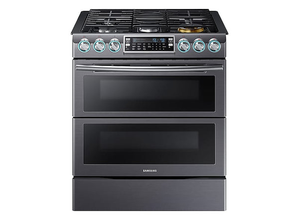 SAMSUNG NX58K9850SG 5.8 cu. ft. Slide-In Gas Range with Flex Duo TM & Dual Door in Black Stainless Steel