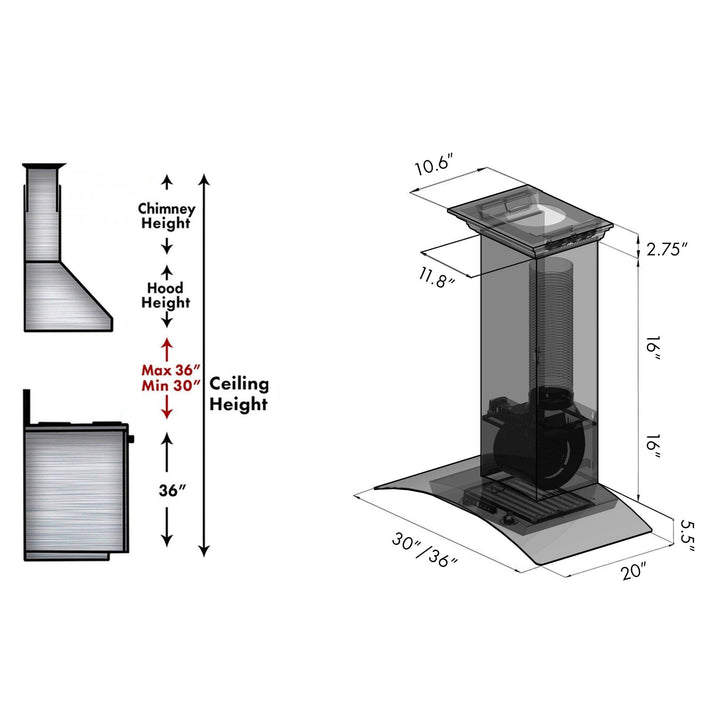 ZLINE KITCHEN AND BATH KZCRNBT30 ZLINE Wall Mount Range Hood in Stainless Steel with Built-in CrownSound R Bluetooth Speakers Size: 30 inch