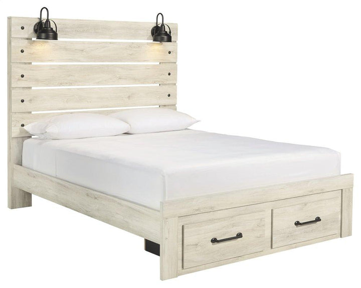 ASHLEY FURNITURE PKG003095 Queen Panel Bed With 2 Storage Drawers With Mirrored Dresser and Chest