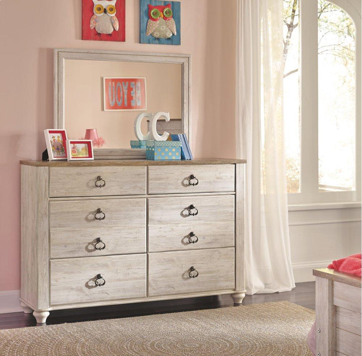 ASHLEY FURNITURE PKG004390 Twin Panel Bed With Mirrored Dresser and Chest