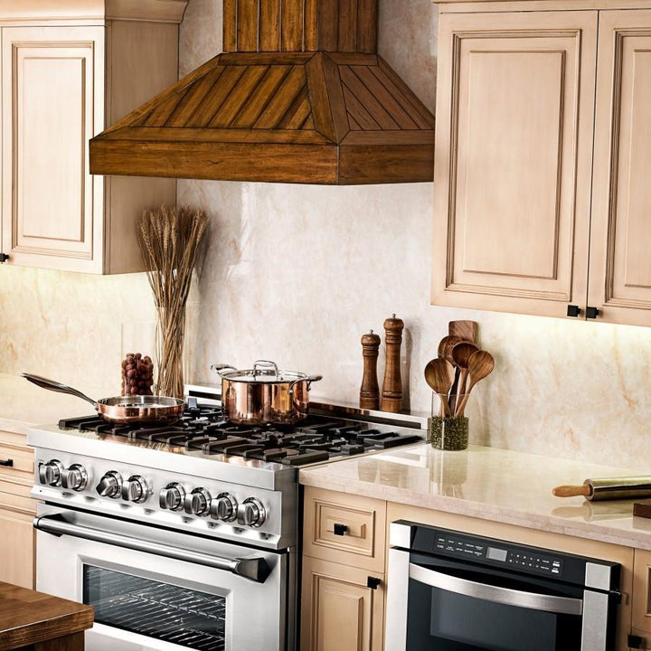 ZLINE KITCHEN AND BATH KPLL30 ZLINE Wooden Wall Mount Range Hood In Rustic Light Finish - Includes Motor Size: 30 Inch