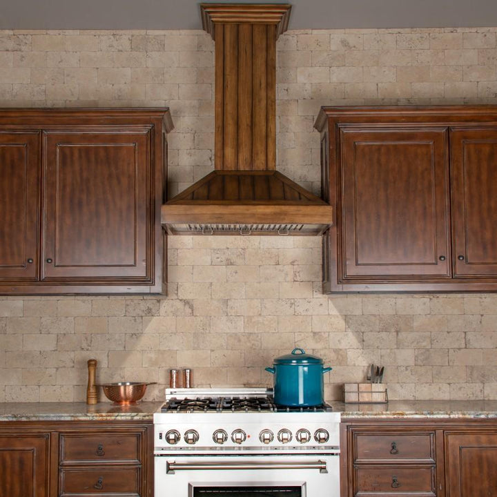 ZLINE KITCHEN AND BATH KPLL30 ZLINE Wooden Wall Mount Range Hood In Rustic Light Finish - Includes Motor Size: 30 Inch