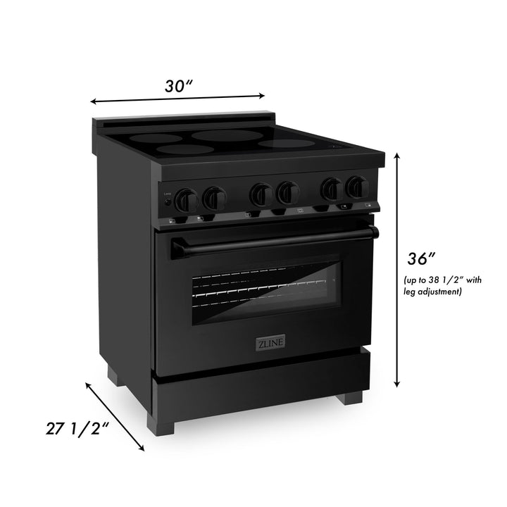 ZLINE KITCHEN AND BATH RAINDBS30 ZLINE Induction Range with a 4 Element Stove and Electric Oven in Black Stainless Steel Size: 30 Inch