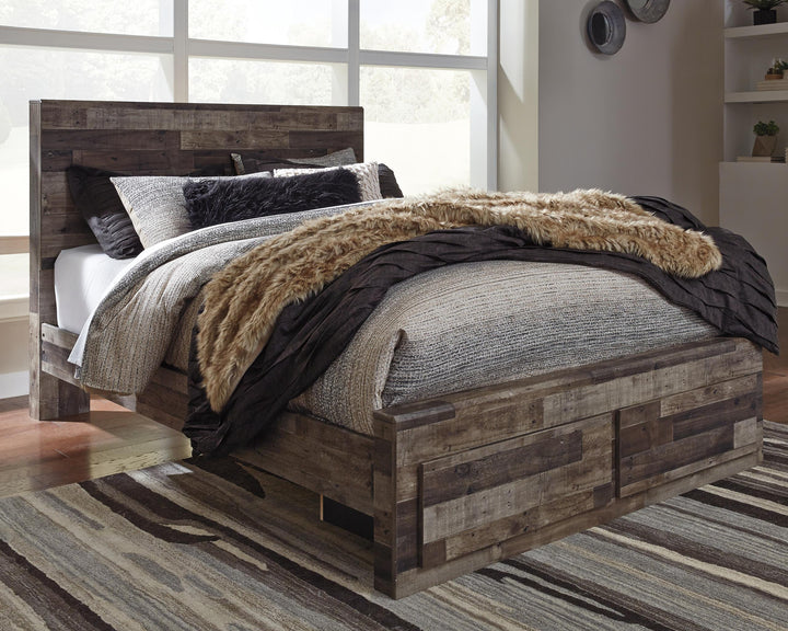 ASHLEY FURNITURE PKG003526 Queen Panel Bed With 2 Storage Drawers With Mirrored Dresser, Chest and 2 Nightstands