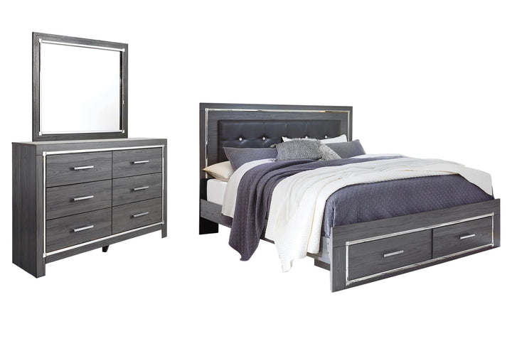 ASHLEY FURNITURE PKG003566 King Panel Bed With 2 Storage Drawers With Mirrored Dresser