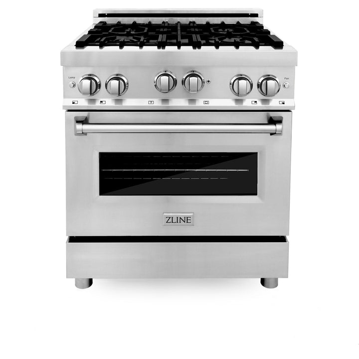 ZLINE KITCHEN AND BATH 4KPRGRH30MWDWV ZLINE 30" Kitchen Package with Stainless Steel Gas Range, Range Hood, Microwave Drawer and Tall Tub Dishwasher