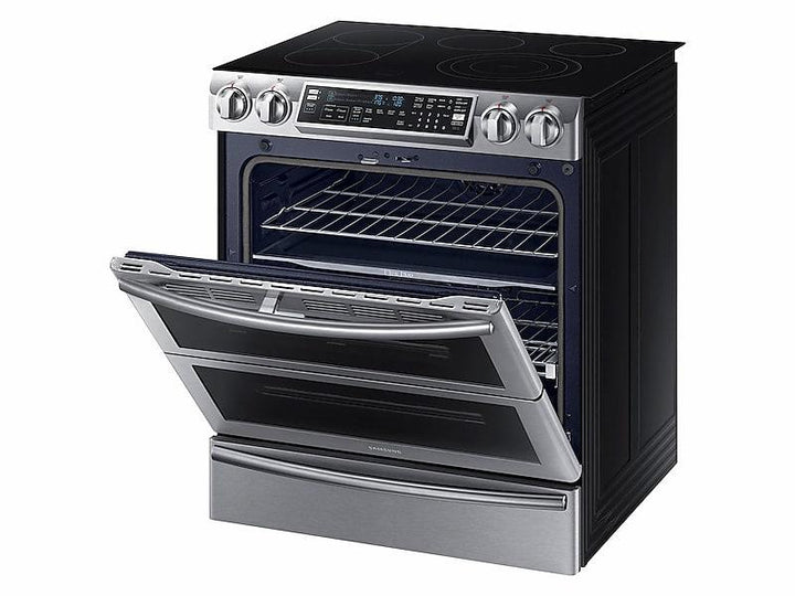 SAMSUNG NE58K9850WS 5.8 cu. ft. Slide-In Electric Range with Flex Duo TM & Dual Door in Stainless Steel