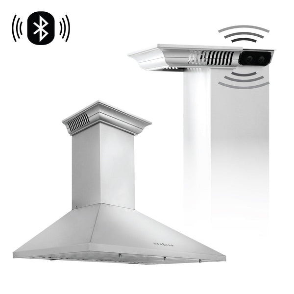 ZLINE KITCHEN AND BATH KL2CRNBT30 ZLINE Wall Mount Range Hood In Stainless Steel With Built-In CrownSound R Bluetooth Speakers Size: 30 inch