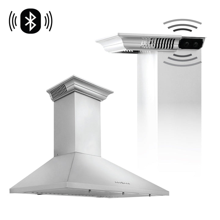 ZLINE KITCHEN AND BATH KL2CRNBT36 ZLINE Wall Mount Range Hood In Stainless Steel With Built-In CrownSound R Bluetooth Speakers Size: 36 inch