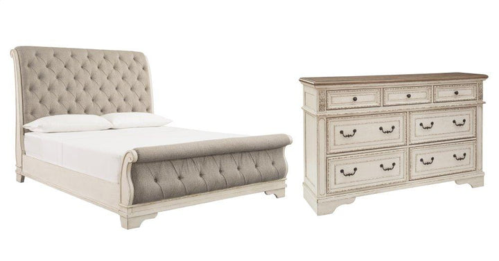 ASHLEY FURNITURE PKG006655 King Sleigh Bed With Dresser