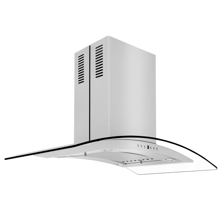 ZLINE KITCHEN AND BATH GL14I30 ZLINE Convertible Vent Island Mount Range Hood in Stainless Steel & Glass Size: 30 inch