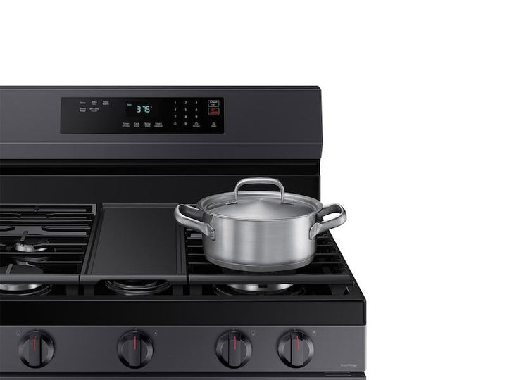 SAMSUNG NX60A6311SG 6.0 cu. ft. Smart Freestanding Gas Range with 18K BTU Dual Power Burner & Self Clean in Black Stainless Steel