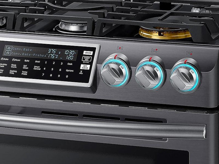 SAMSUNG NX58K9850SG 5.8 cu. ft. Slide-In Gas Range with Flex Duo TM & Dual Door in Black Stainless Steel