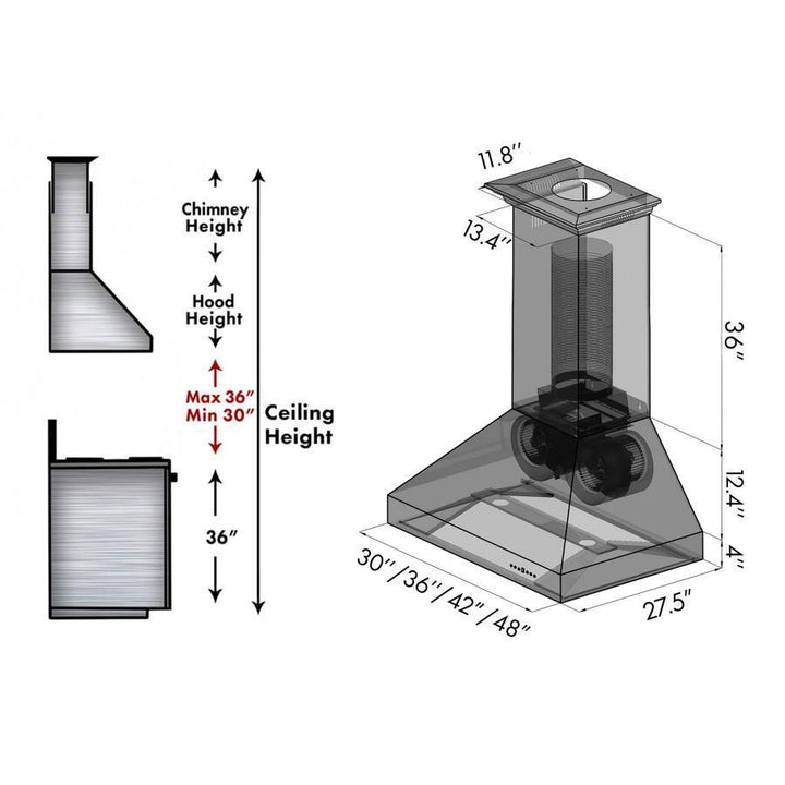 ZLINE KITCHEN AND BATH 8697C30 ZLINE 30" Designer Series Wall Mount Range Hood