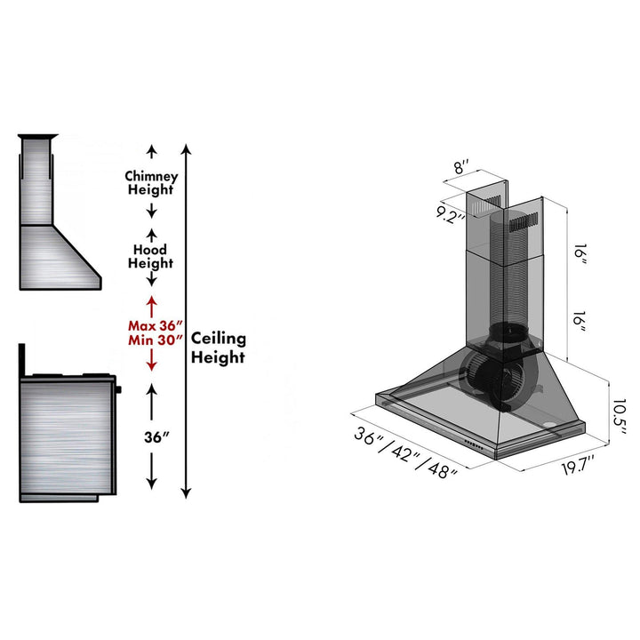 ZLINE KITCHEN AND BATH KB42 ZLINE Convertible Vent Wall Mount Range Hood in Stainless Steel Size: 42 Inch