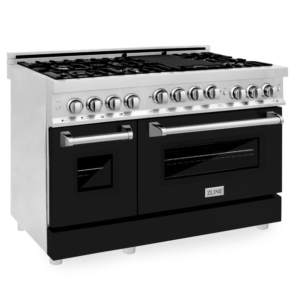 ZLINE KITCHEN AND BATH RGBLM48 ZLINE 48" 6.0 cu. ft. Range with Gas Stove and Gas Oven in Stainless Steel Color: Black Matte