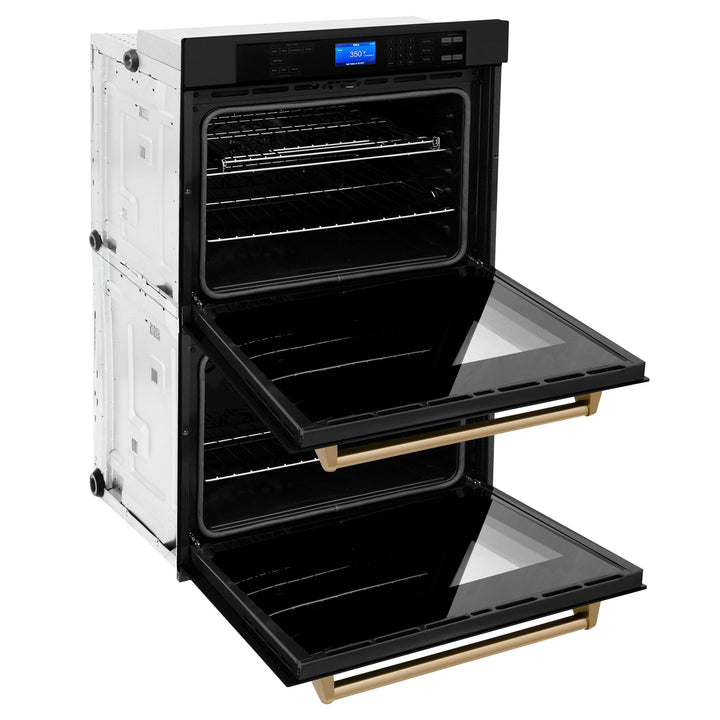 ZLINE KITCHEN AND BATH AWDZ30BSG ZLINE 30" Autograph Edition Double Wall Oven with Self Clean and True Convection in Black Stainless Steel Color: Gold