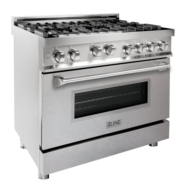 ZLINE KITCHEN AND BATH RG36 ZLINE 36" Professional 4.6 cu. ft. 6 Gas on Gas Range in Stainless Steel with Color Door Options Color: Stainless Steel