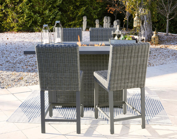 ASHLEY FURNITURE PKG013870 Outdoor Bar Table and 4 Barstools