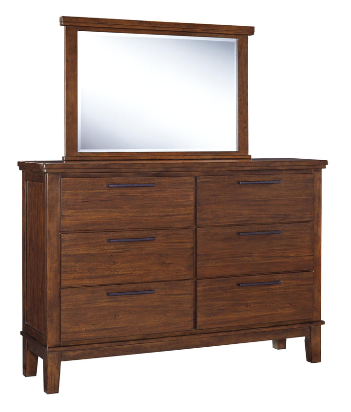 ASHLEY FURNITURE PKG000108 Queen Upholstered Panel Bed With Mirrored Dresser