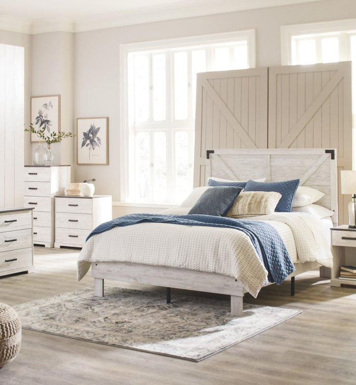 ASHLEY FURNITURE EB4121B1 Shawburn Queen Crossbuck Panel Platform Bed