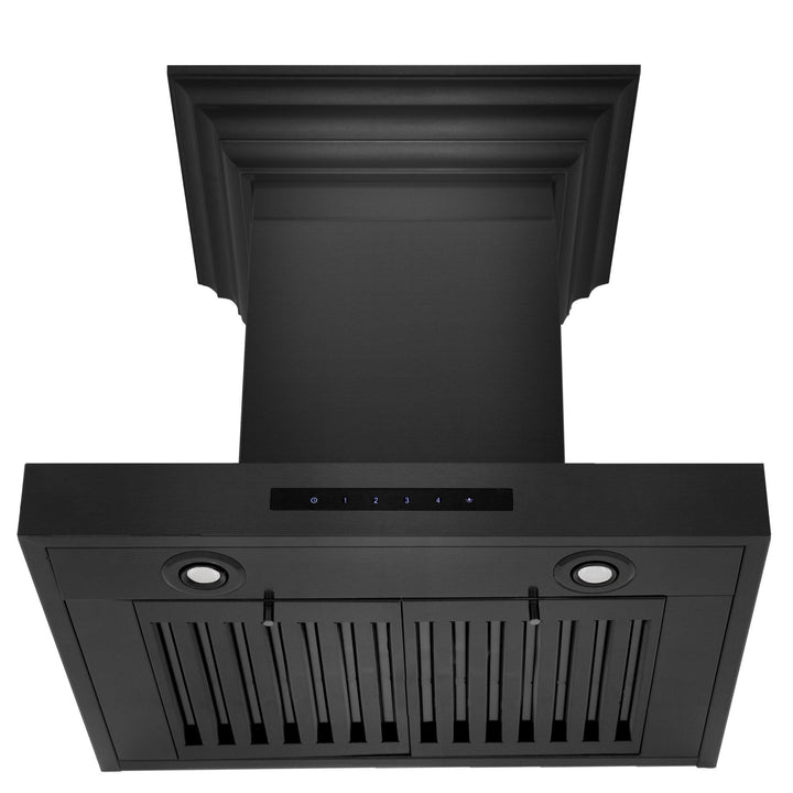 ZLINE KITCHEN AND BATH BSKENCRN24 ZLINE Convertible Vent Wall Mount Range Hood in Black Stainless Steel with Crown Molding Size: 24 Inch