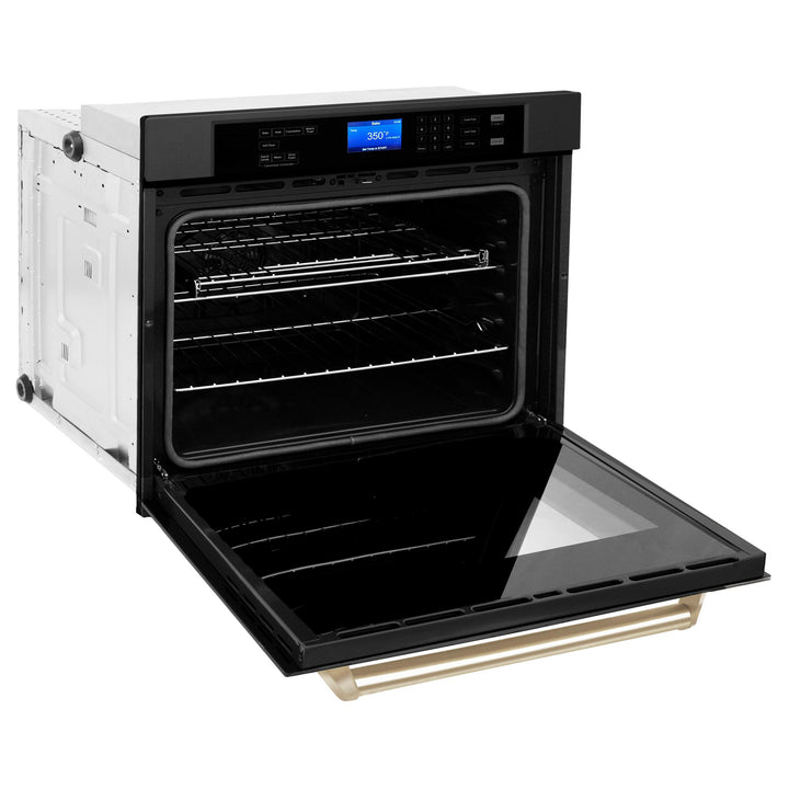 ZLINE KITCHEN AND BATH AWSZ30BSG ZLINE 30" Autograph Edition Single Wall Oven with Self Clean and True Convection in Black Stainless Steel Color: Gold