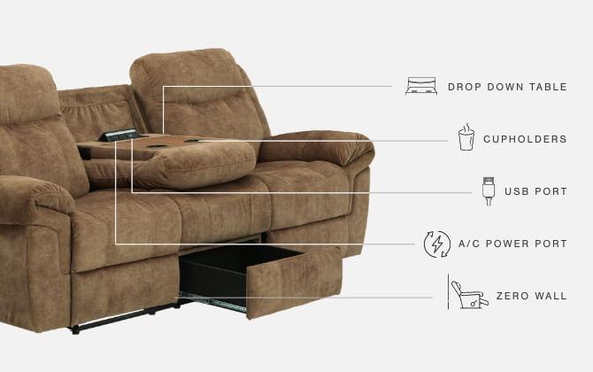ASHLEY FURNITURE 8230489 Huddle-up Reclining Sofa With Drop Down Table