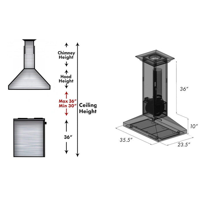 ZLINE KITCHEN AND BATH 8KL3IC36 ZLINE 36" Designer Series Copper Island Mount Range Hood