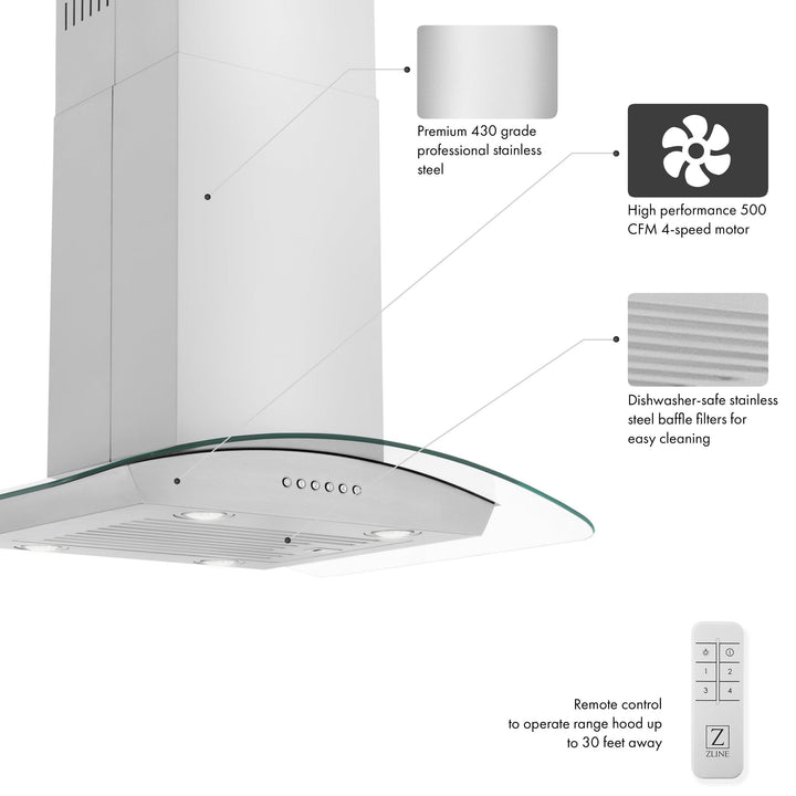 ZLINE KITCHEN AND BATH ALP70IS30 ZLINE Alpine Series Convertible Island Mount Range Hood in Stainless Steel Size: 30 Inch