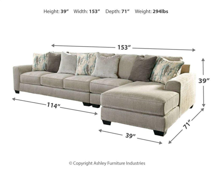 ASHLEY FURNITURE 39504S6 Ardsley 3-piece Sectional With Chaise