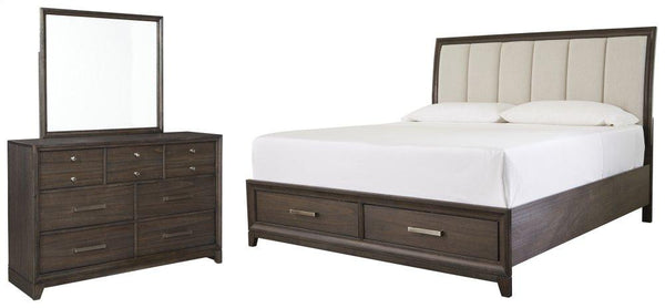 ASHLEY FURNITURE PKG005240 King Panel Bed With 2 Storage Drawers With Mirrored Dresser