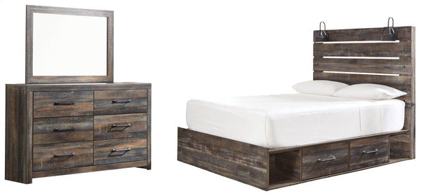 ASHLEY FURNITURE PKG003168 Queen Panel Bed With 2 Storage Drawers With Mirrored Dresser