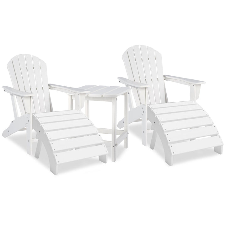 ASHLEY FURNITURE PKG013798 2 Outdoor Adirondack Chairs and Ottomans With Side Table