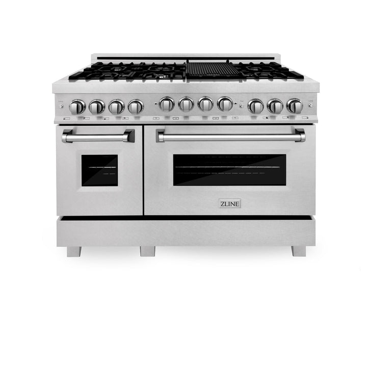 ZLINE KITCHEN AND BATH RGSSNBR48 ZLINE 48" 6.0 cu. ft. Range with Gas Stove and Gas Oven in ZLINE DuraSnow Stainless Steel R Color: DuraSnow Stainless Steel with Brass Burners