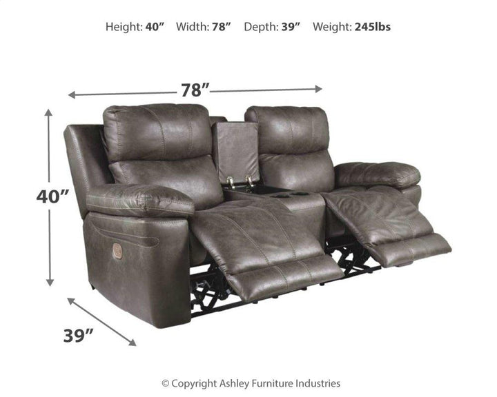 ASHLEY FURNITURE 3000418 Erlangen Power Reclining Loveseat With Console