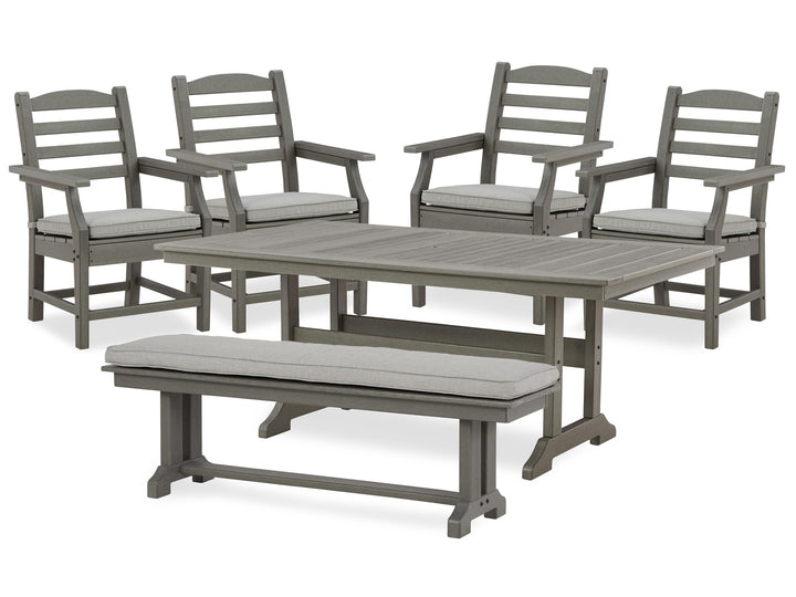 ASHLEY FURNITURE PKG013874 Outdoor Dining Table and 4 Chairs and Bench