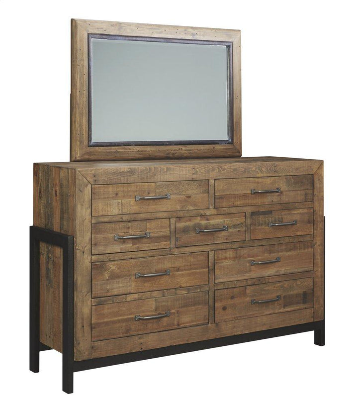 ASHLEY FURNITURE PKG007062 California King Panel Bed With Storage With Mirrored Dresser, Chest and 2 Nightstands