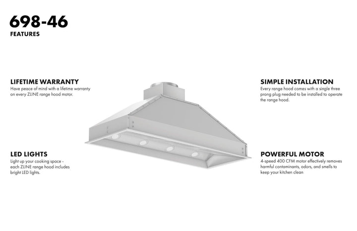 ZLINE KITCHEN AND BATH 69828 ZLINE Ducted Wall Mount Range Hood Insert in Stainless Steel Size: 28 inch