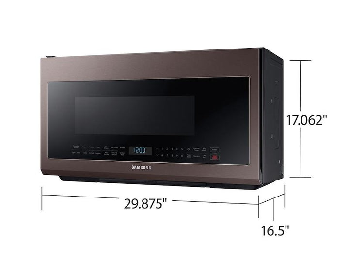 SAMSUNG ME21R706BAT Bespoke Over-the-Range Microwave 2.1 cu. ft. with Sensor Cooking in Fingerprint Resistant Tuscan Stainless Steel