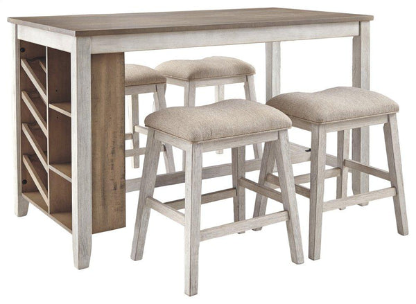 ASHLEY FURNITURE D394D3 Skempton Counter Height Dining Table and 4 Barstools